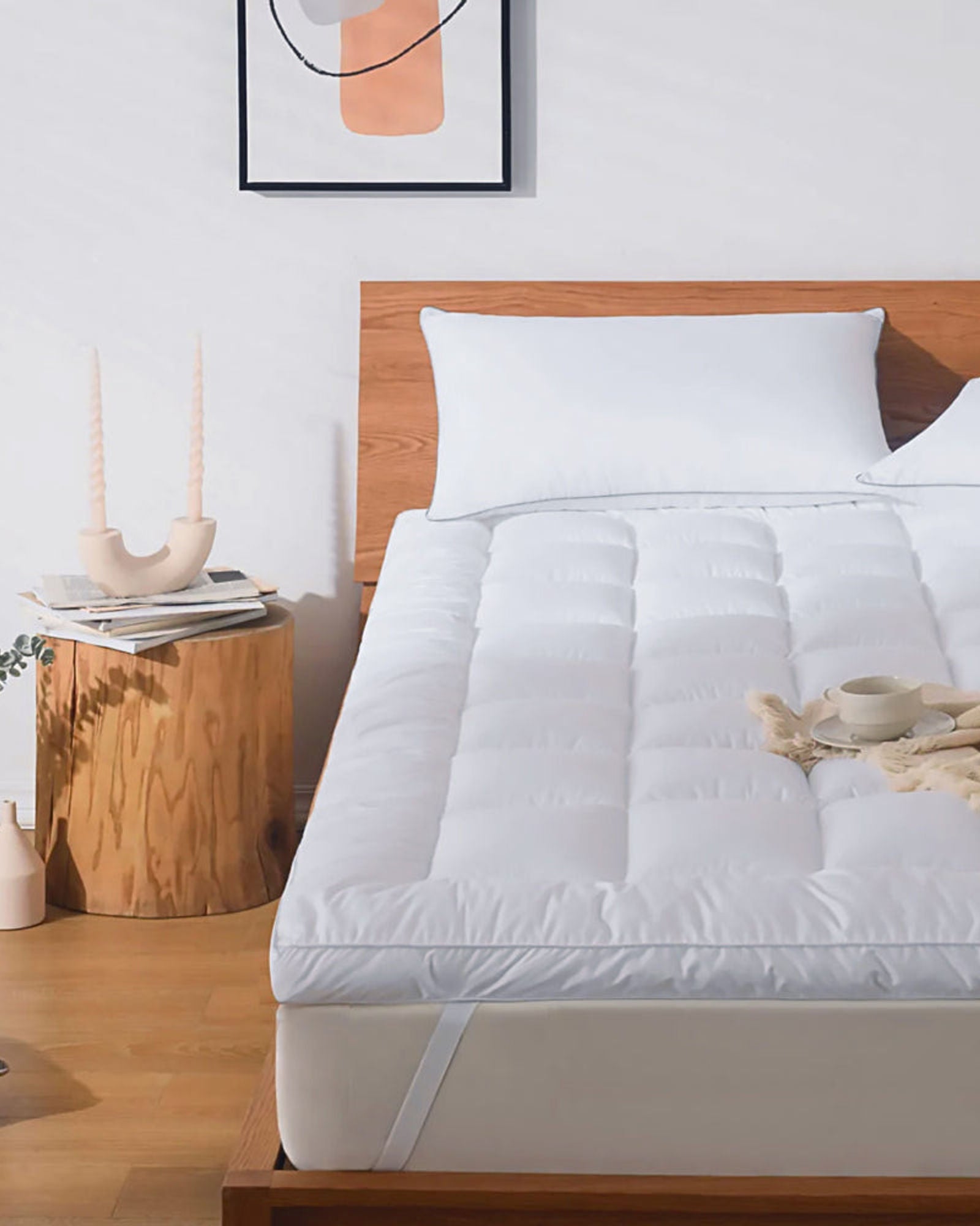 غطاء مرتبة قطني منزلي فائق النعومة باللون الأبيض