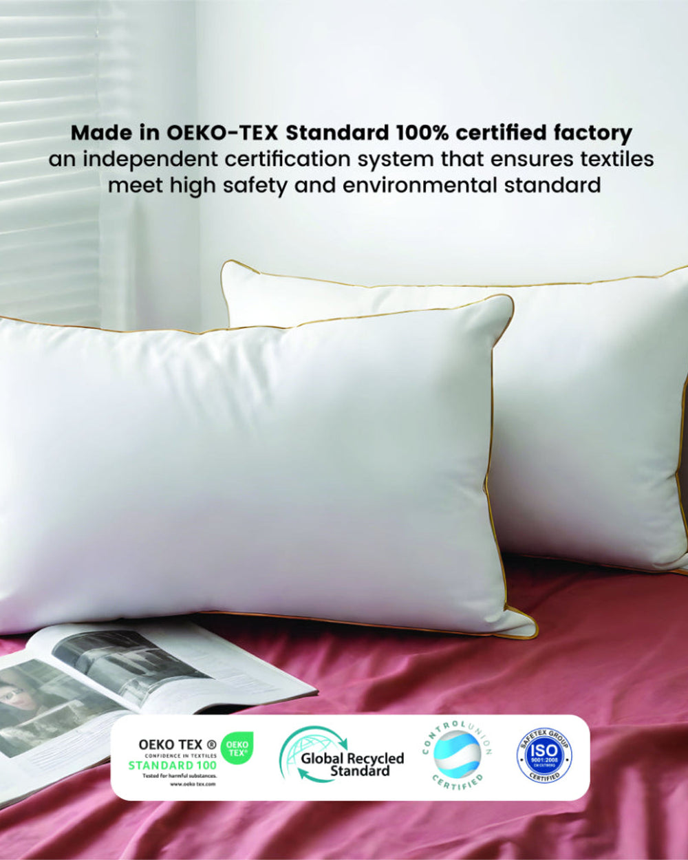 وسادة قطنية منزلية مقاومة للأسفل مصنوعة من سلك ذهبي