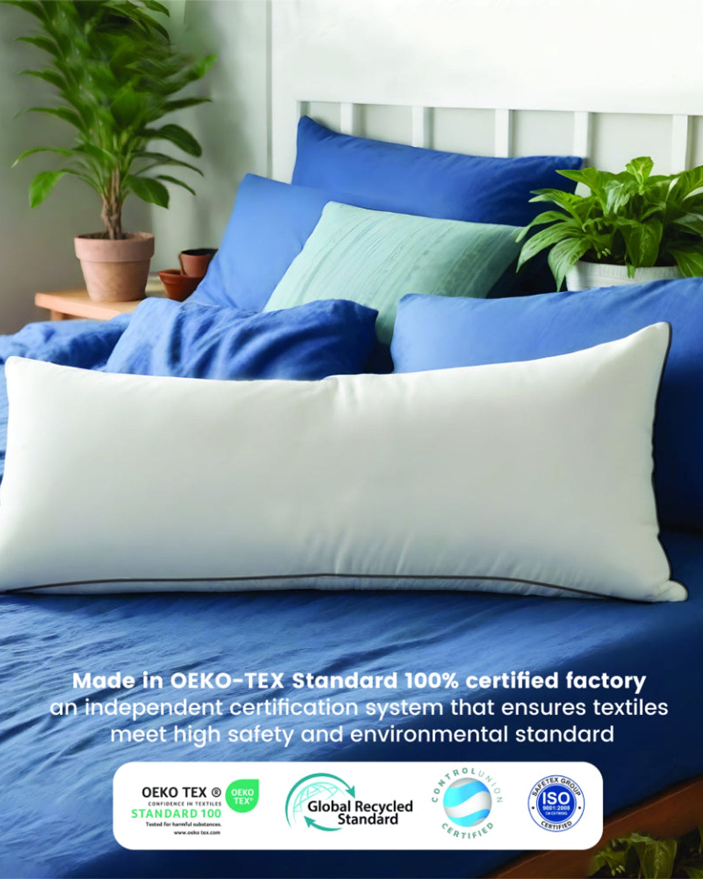 وسادة منزلية قطنية مقاومة للريش، حبل أسود