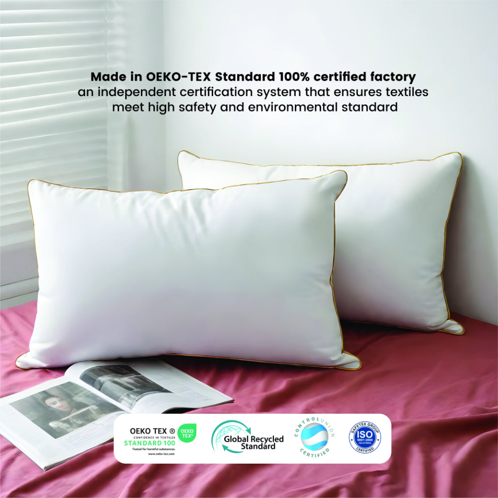 وسادة قطنية مخططة 100% من القطن من كوتون هوم، قطعة واحدة مع سلك ذهبي