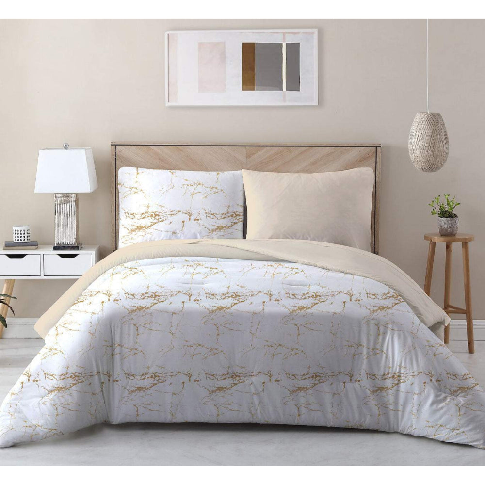Cotton Home 100% Cotton Sateen 225T 3-piece Printed Comforter Set Marble