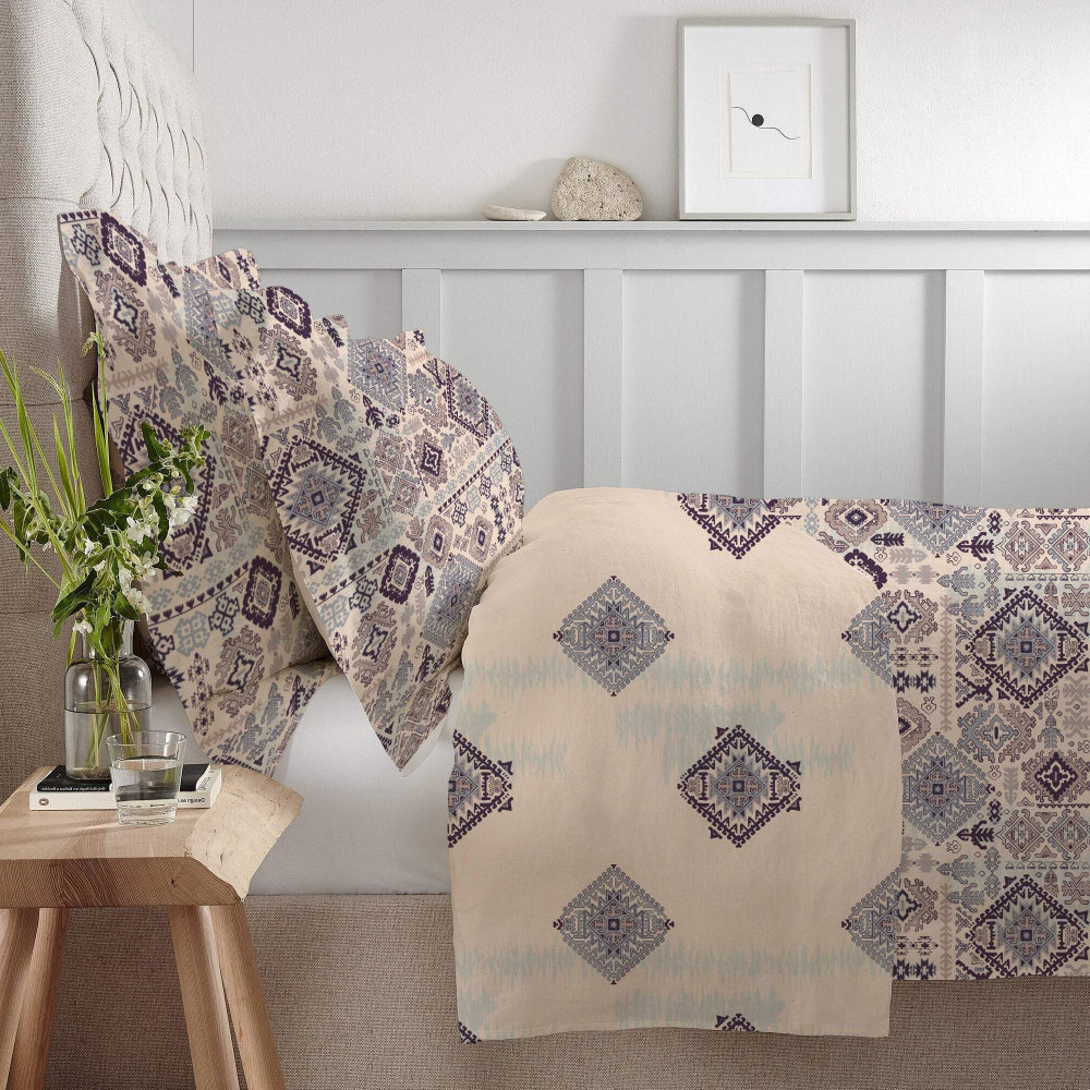 طقم لحاف مطبوع من 3 قطع من القطن الساتان 225T من Cotton Home، 100%