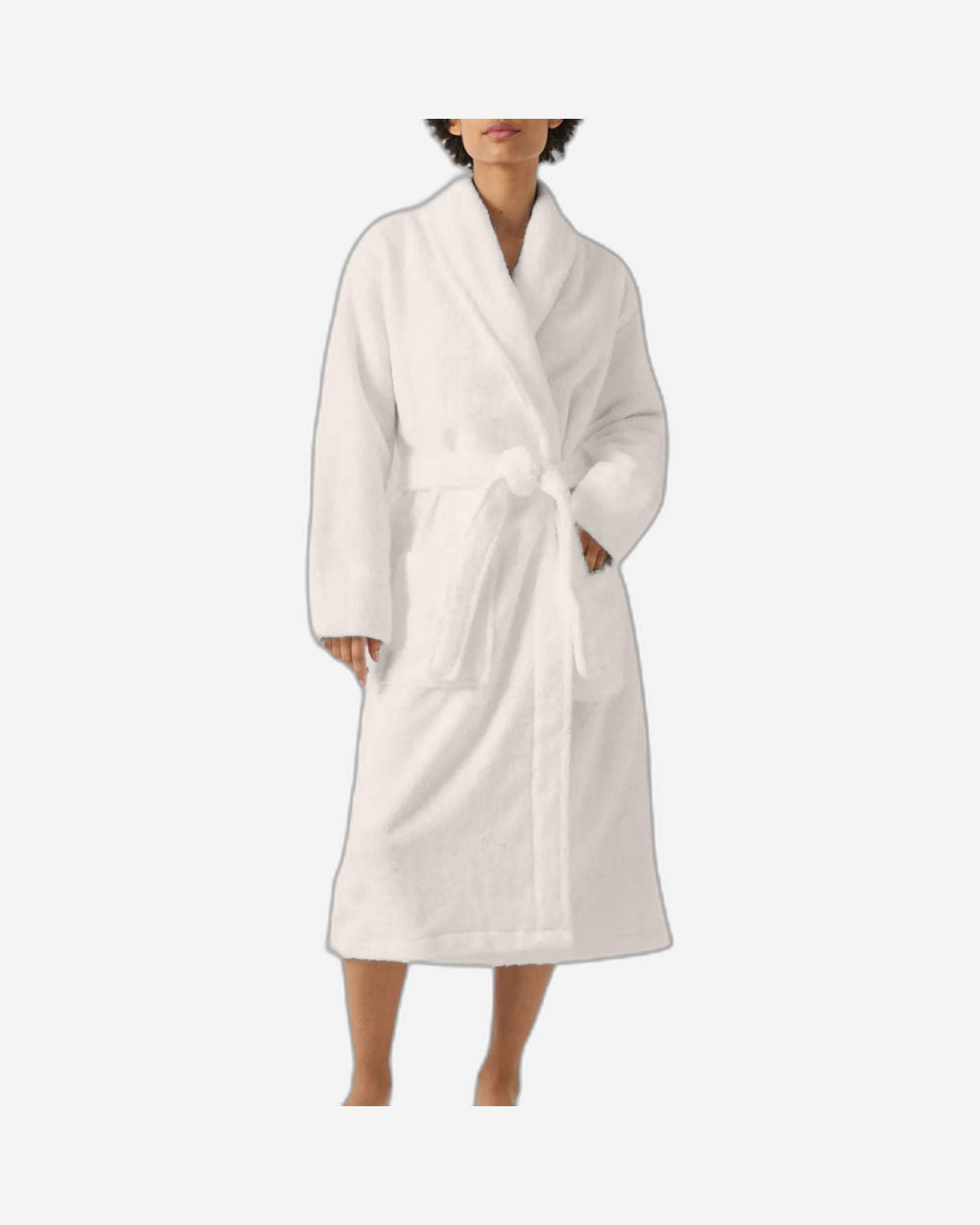 رداء حمام قطني مع جيوب، لون عاجي