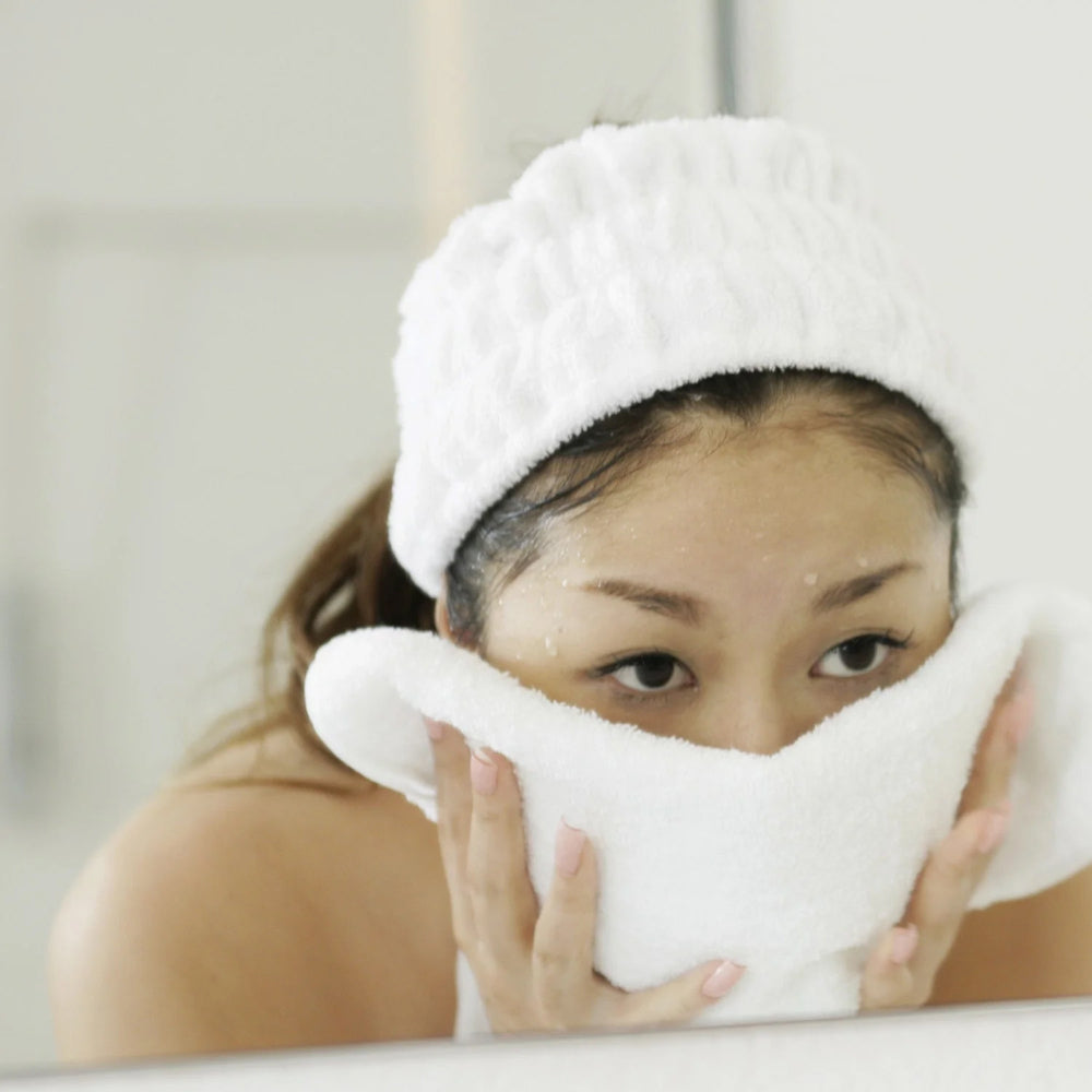 منشفة وجه منزلية قطنية بيضاء