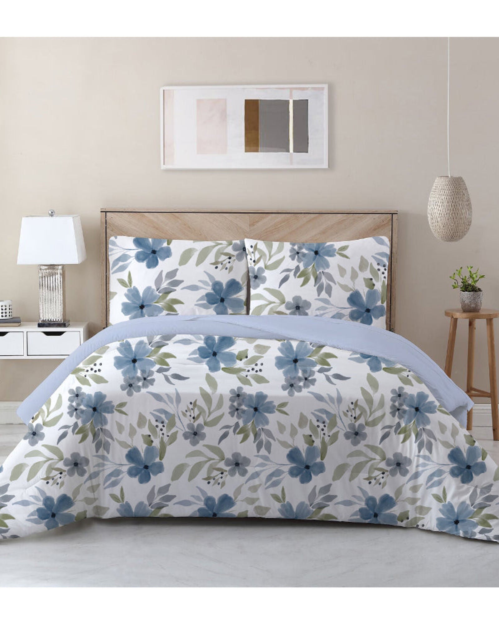 طقم لحاف مطبوع من 3 قطع من Cotton Home، بنقشة زهور هادئة