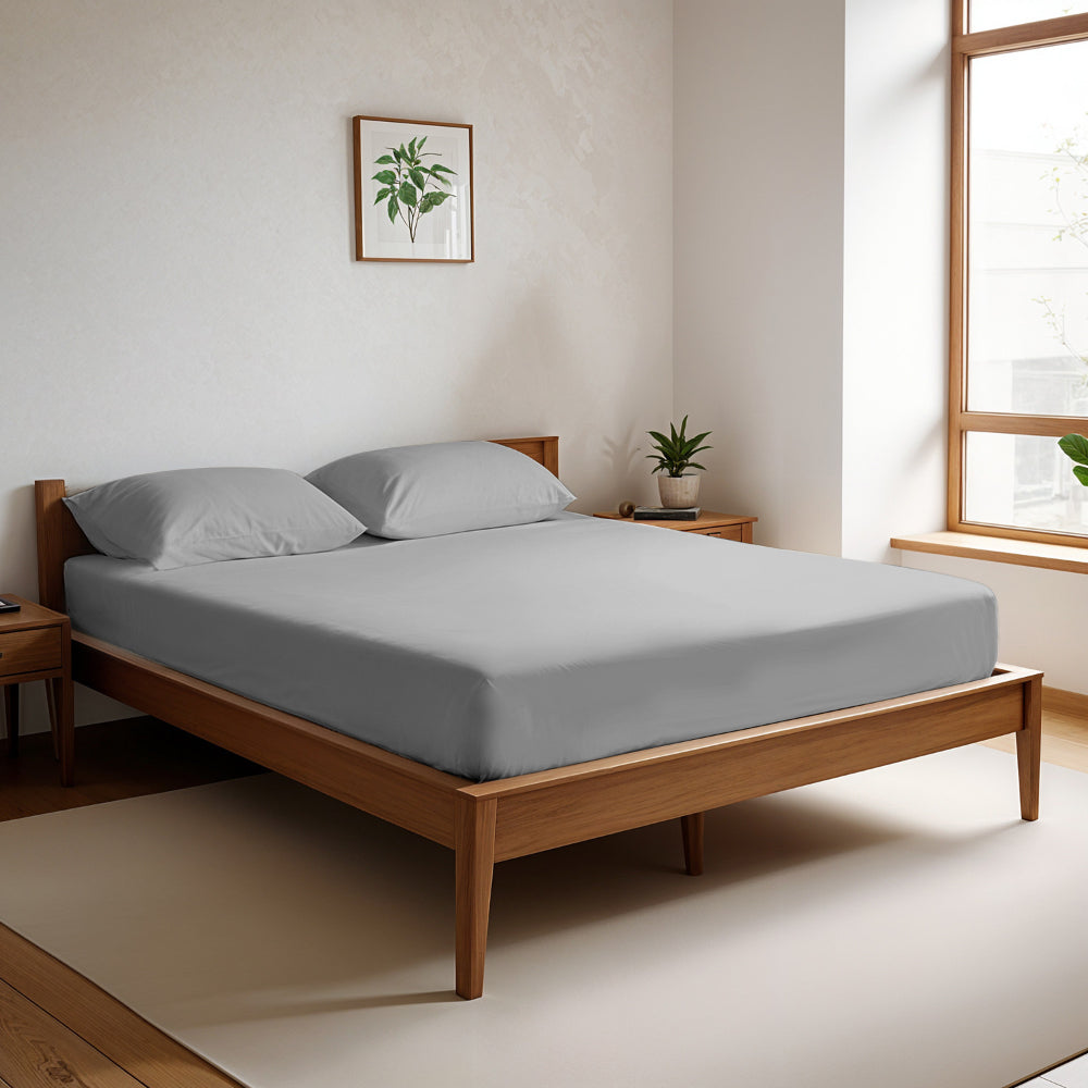 طقم ملاءات قطنية منزلية فائقة النعومة مكون من 3 قطع، رمادي