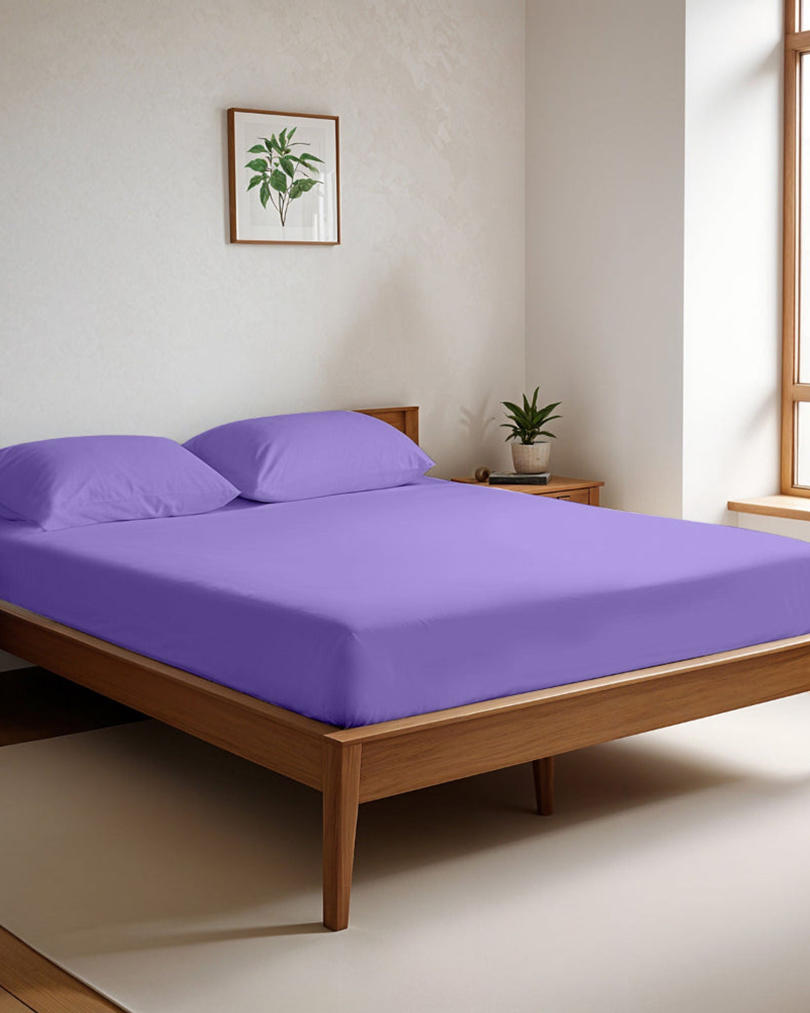 طقم ملاءات قطنية منزلية فائقة النعومة مكون من 3 قطع، لون أرجواني داكن