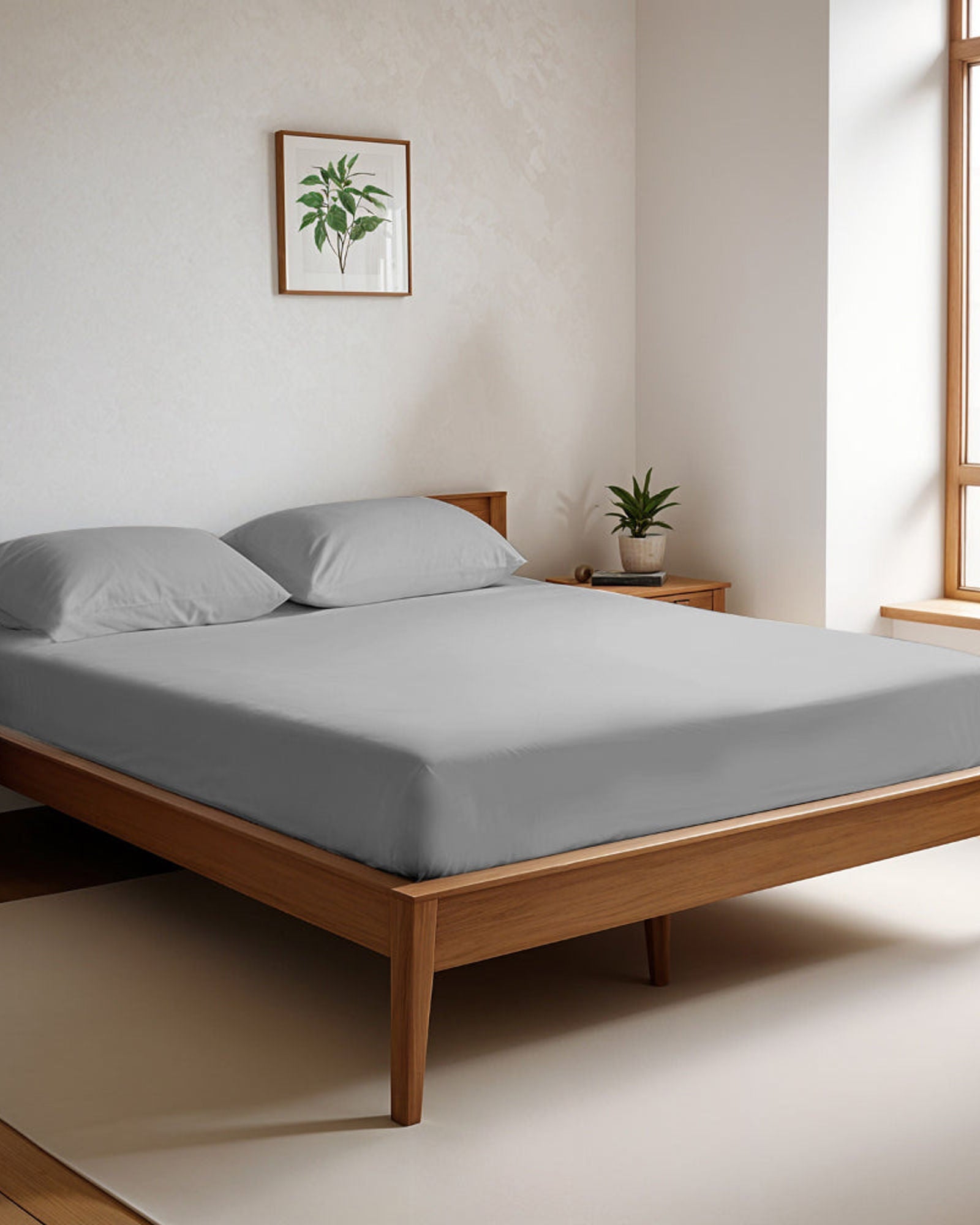 طقم ملاءات قطنية منزلية فائقة النعومة مكون من 3 قطع، رمادي