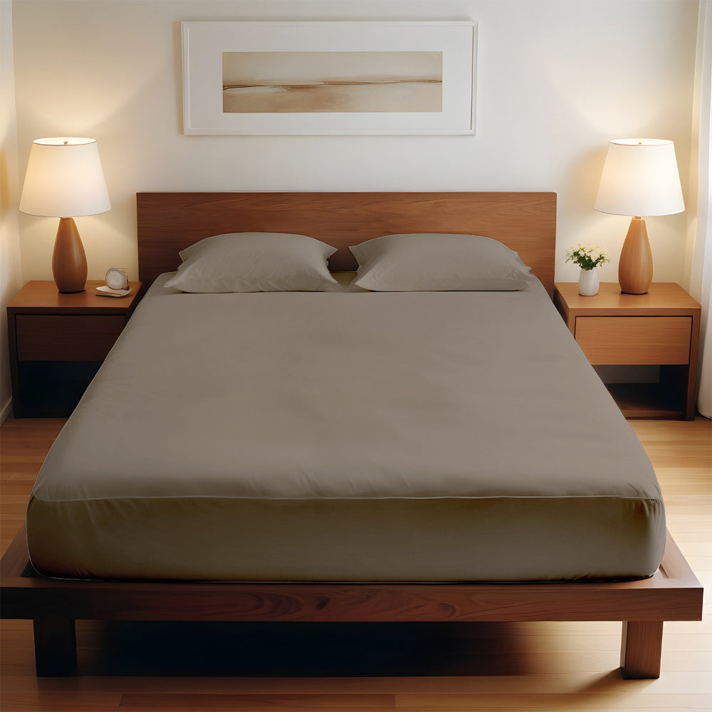 طقم ملاءات قطنية منزلية فائقة النعومة مكون من 3 قطع، لون بني شوكولاتة