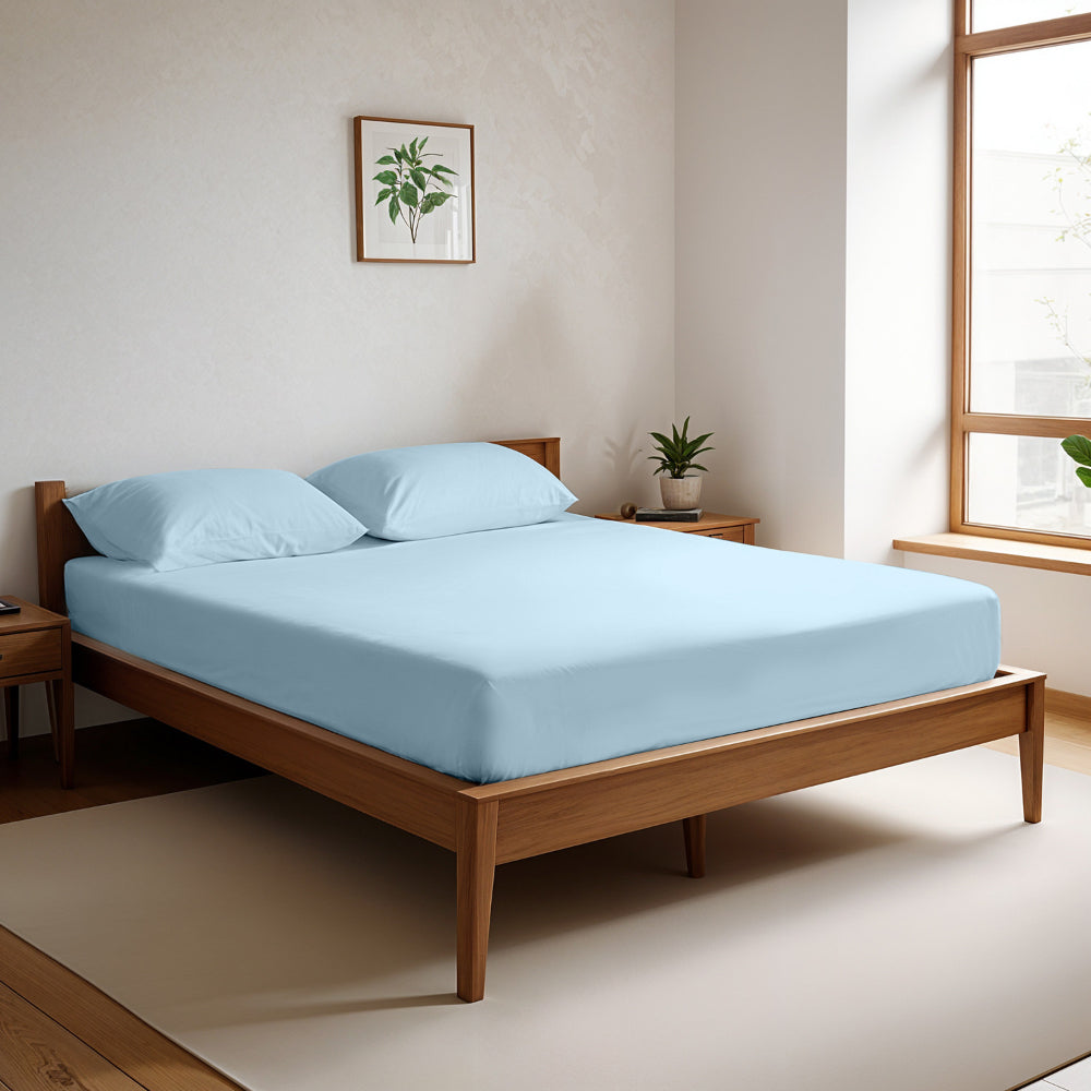 طقم ملاءات قطنية منزلية فائقة النعومة مكون من 3 قطع، أزرق سماوي