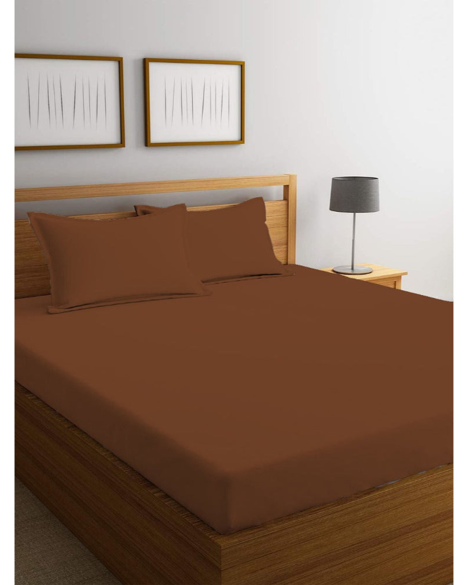 طقم ملاءات قطنية منزلية فائقة النعومة، مكون من 3 قطع، لون بني