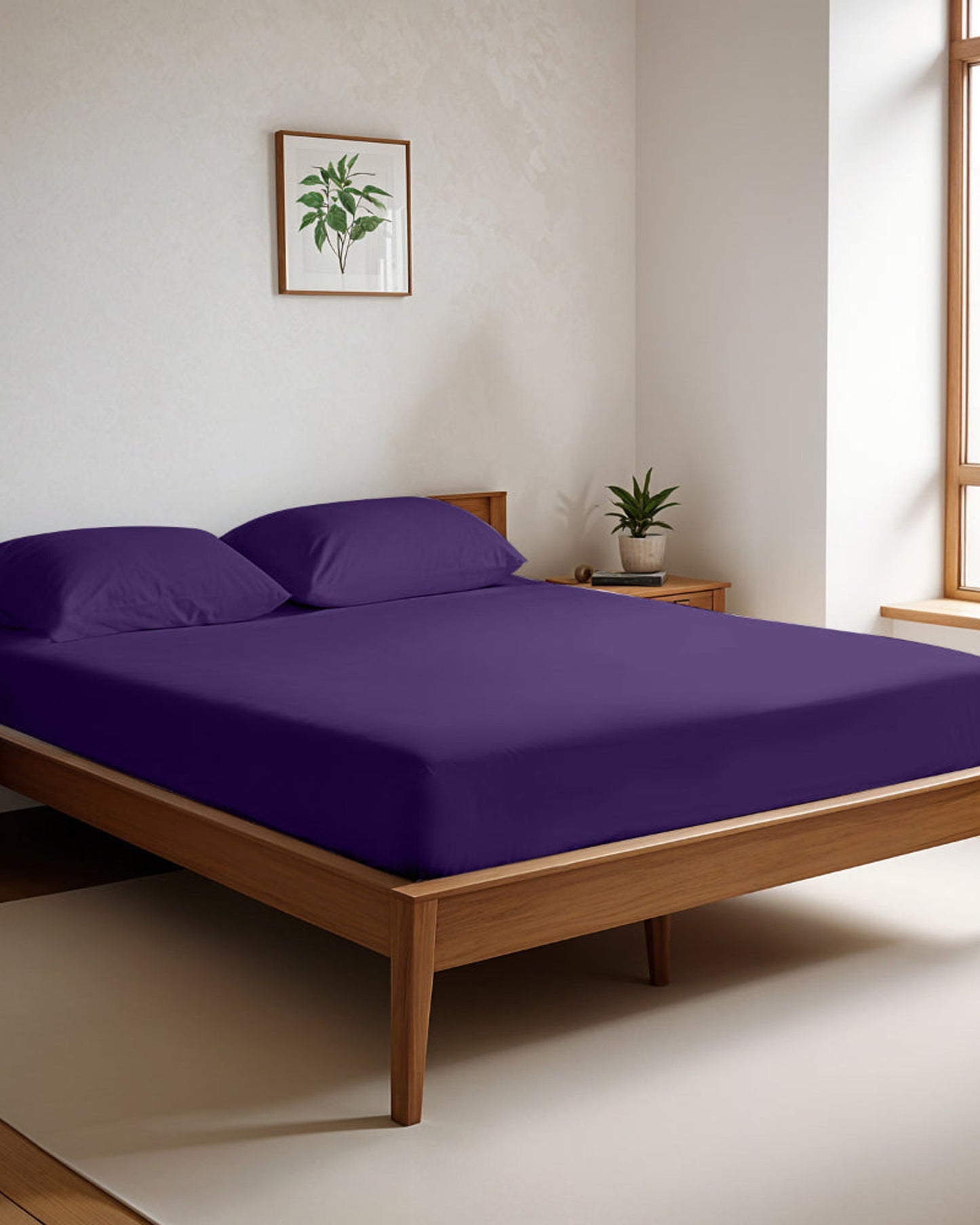 طقم ملاءات قطنية منزلية، 3 قطع، فائقة النعومة، لون بنفسجي