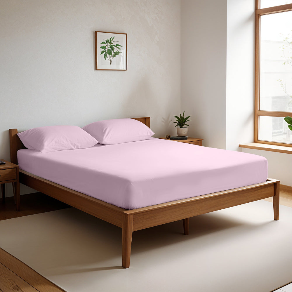 طقم ملاءات قطنية منزلية فائقة النعومة مكون من 3 قطع باللون الوردي