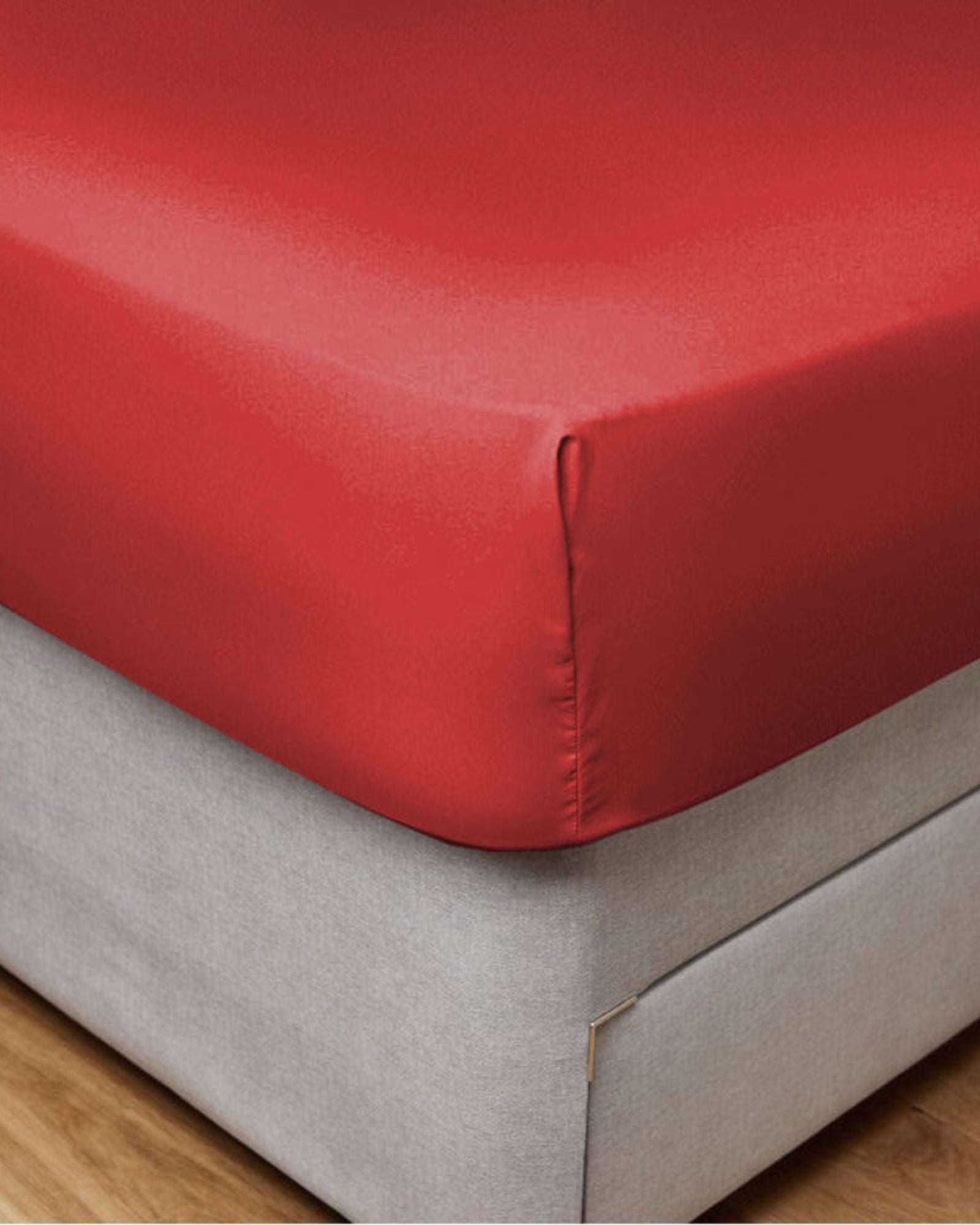 ملاءة سرير قطنية ساتان 100% من Cotton Home، 300TC، 3 قطع، لون أحمر