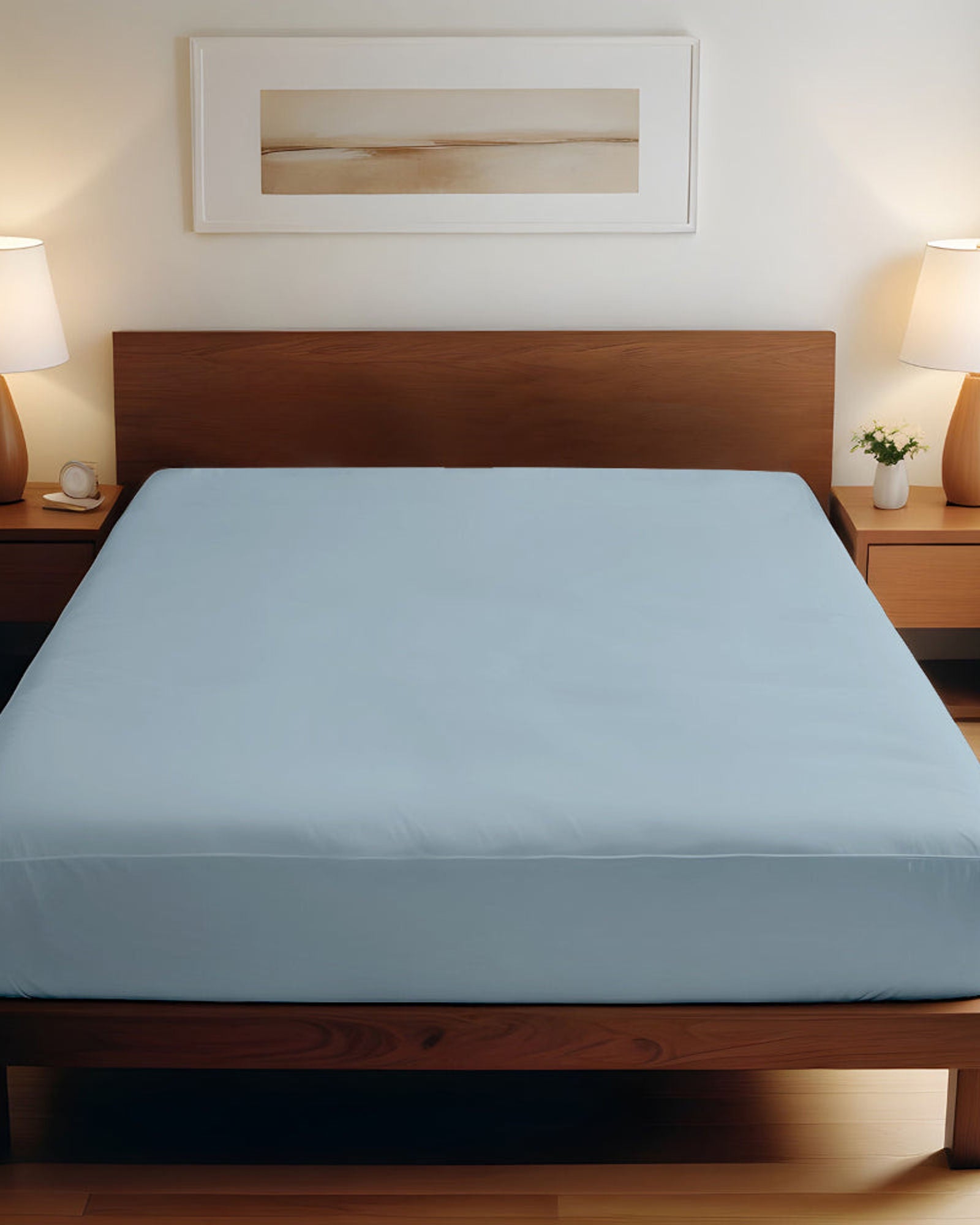 ملاءة سرير قطنية منزلية فائقة النعومة، قطعة واحدة، لون أزرق معدني