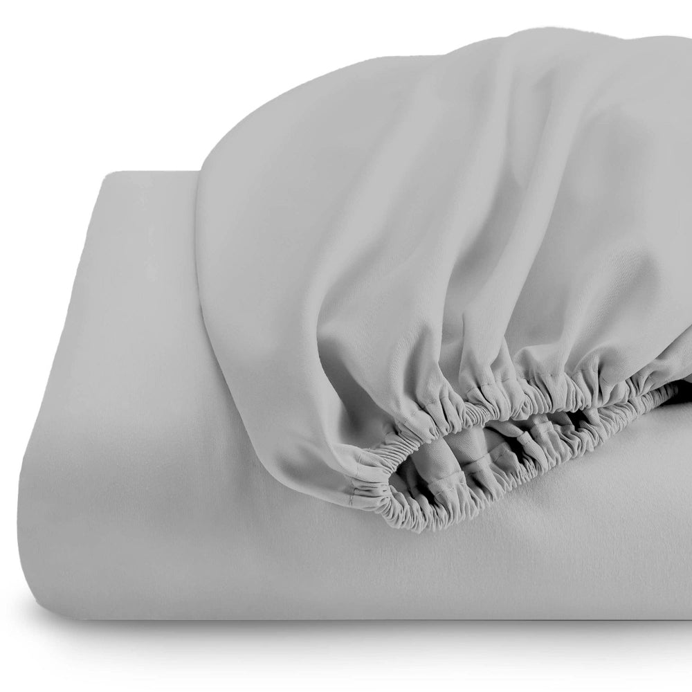 ملاءة سرير قطنية منزلية قطعة واحدة فائقة النعومة باللون الرمادي