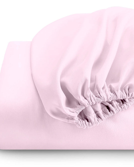 ملاءة سرير قطنية منزلية قطعة واحدة فائقة النعومة وردية اللون