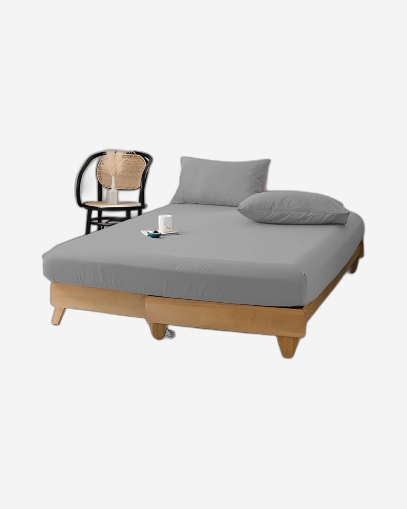 ملاءة سرير قطنية منزلية من قطعة واحدة باللون الرمادي