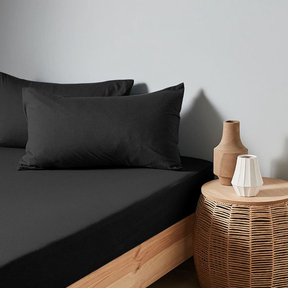 ملاءة سرير قطنية منزلية من قطعة واحدة باللون الأسود