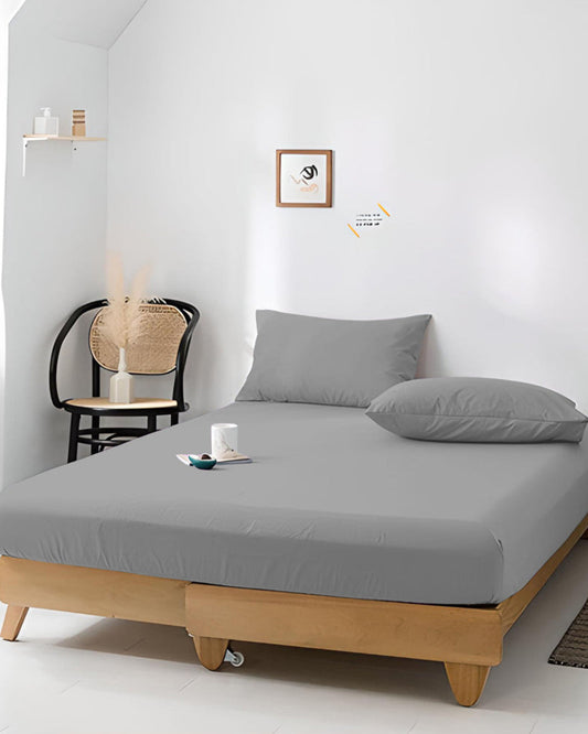 طقم غطاء لحاف قطني من 3 قطع، رمادي