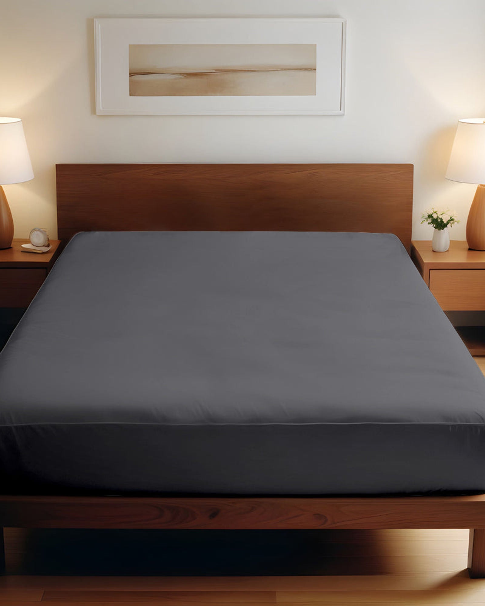 ملاءة سرير قطنية منزلية فائقة النعومة، قطعة واحدة، فضية