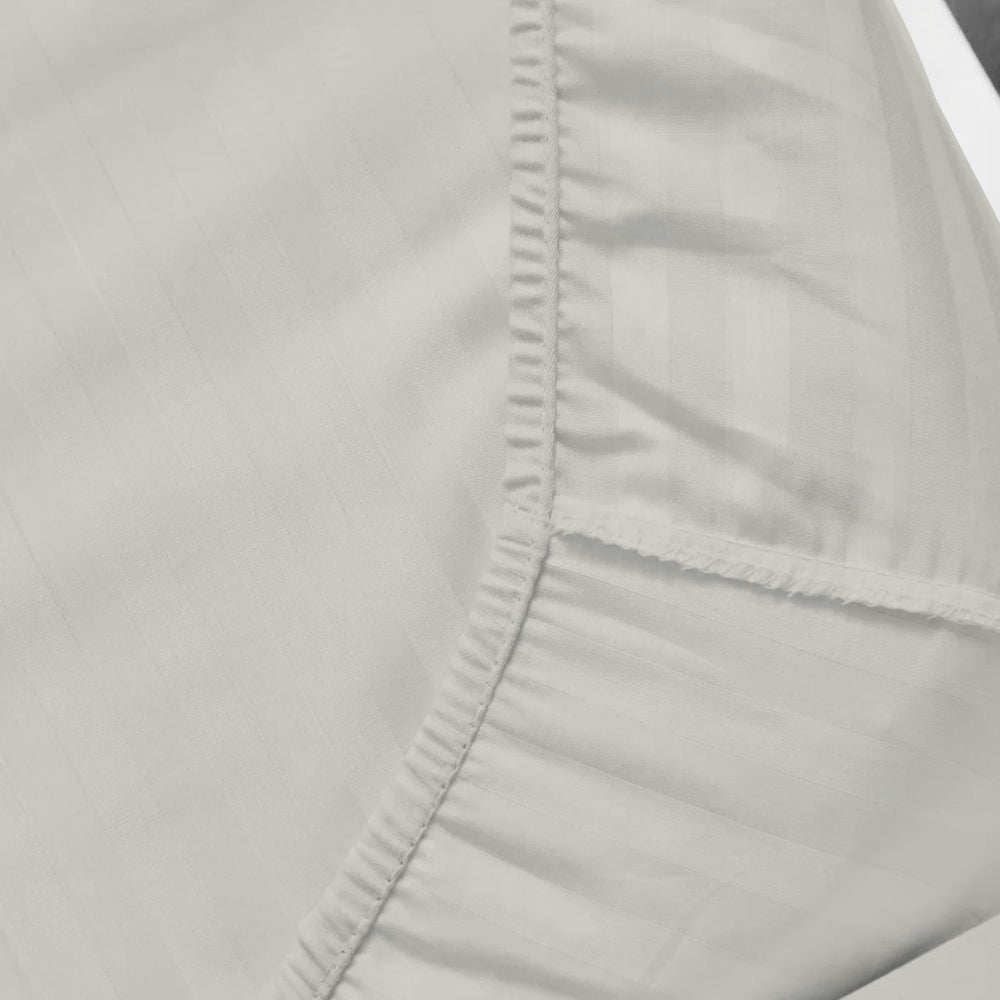 Cotton Home 3pc Fitted Sheet Set Stripe Cream