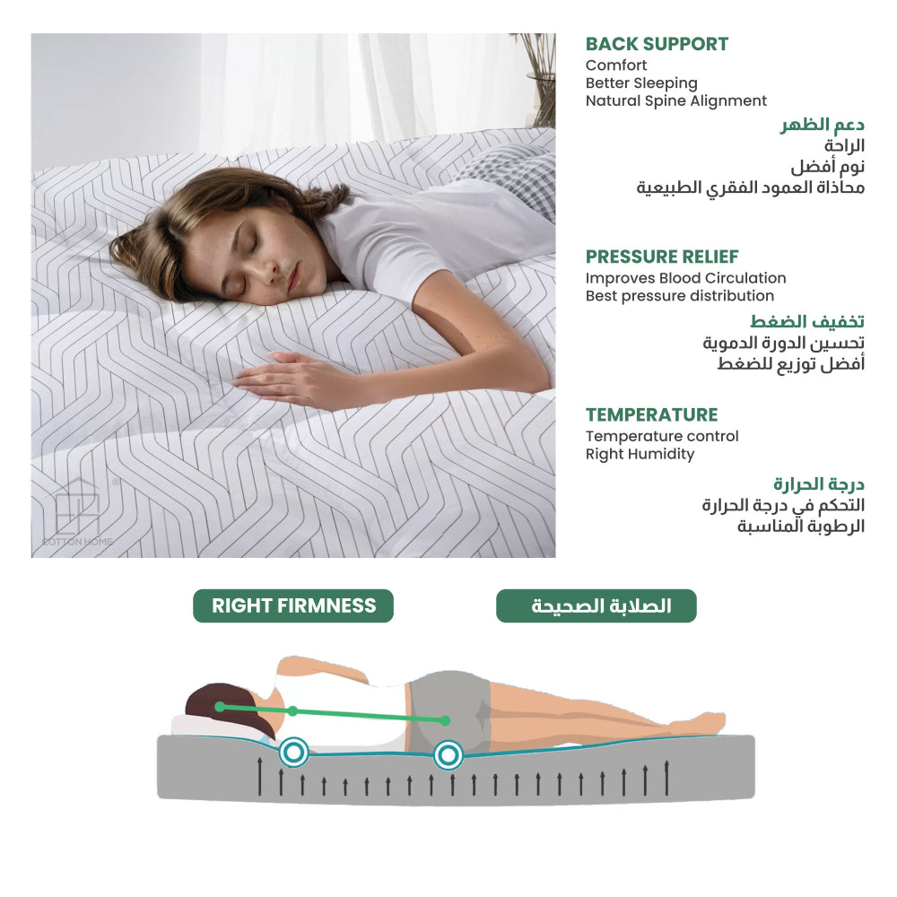 طقم مكون من 3 قطع من غطاء مرتبة قطني مطبوع مع غطائين للوسادة من Cotton Home باللونين الأبيض والرمادي بتصميم هندسي