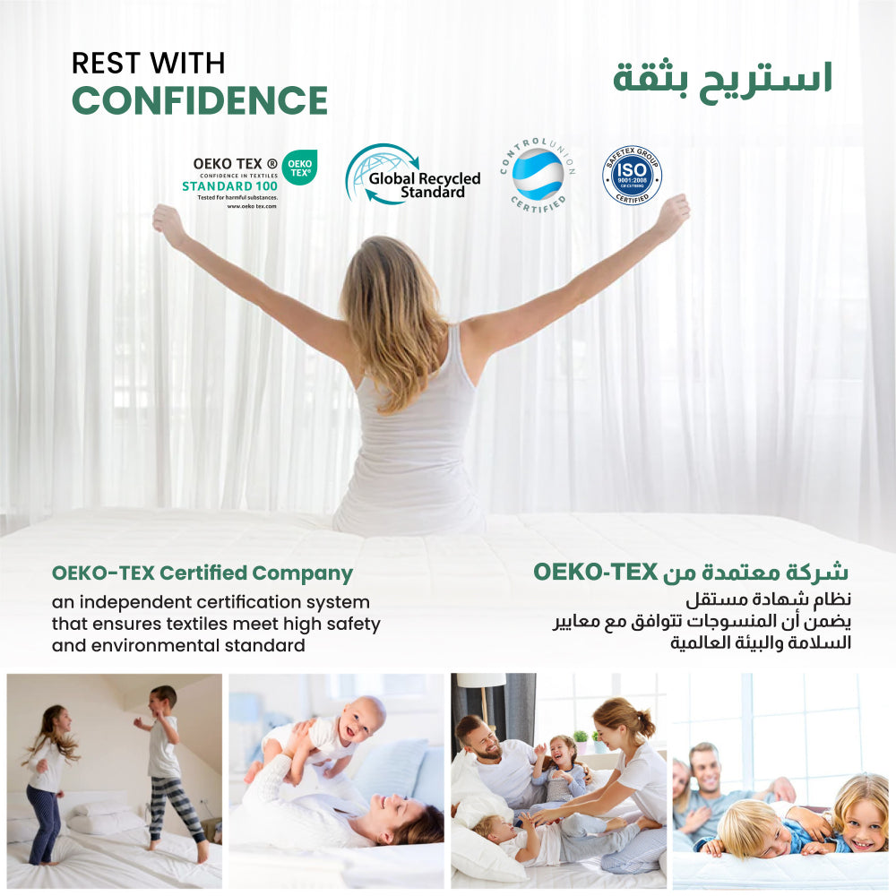 طقم مكون من 3 قطع من غطاء مرتبة قطني مطبوع مع غطائين للوسادة من Cotton Home باللونين الأبيض والرمادي بتصميم هندسي