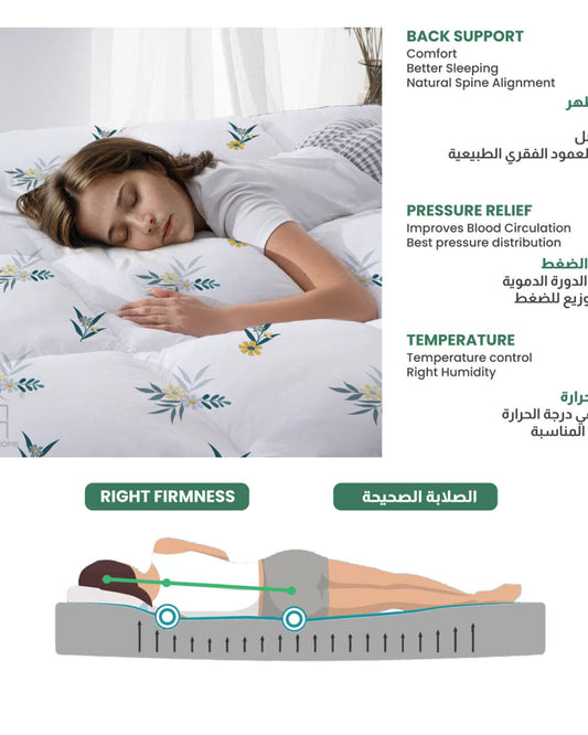 طقم مكون من 3 قطع من غطاء مرتبة قطني مطبوع مع 2 غطاء وسادة مزهر من Cotton Home