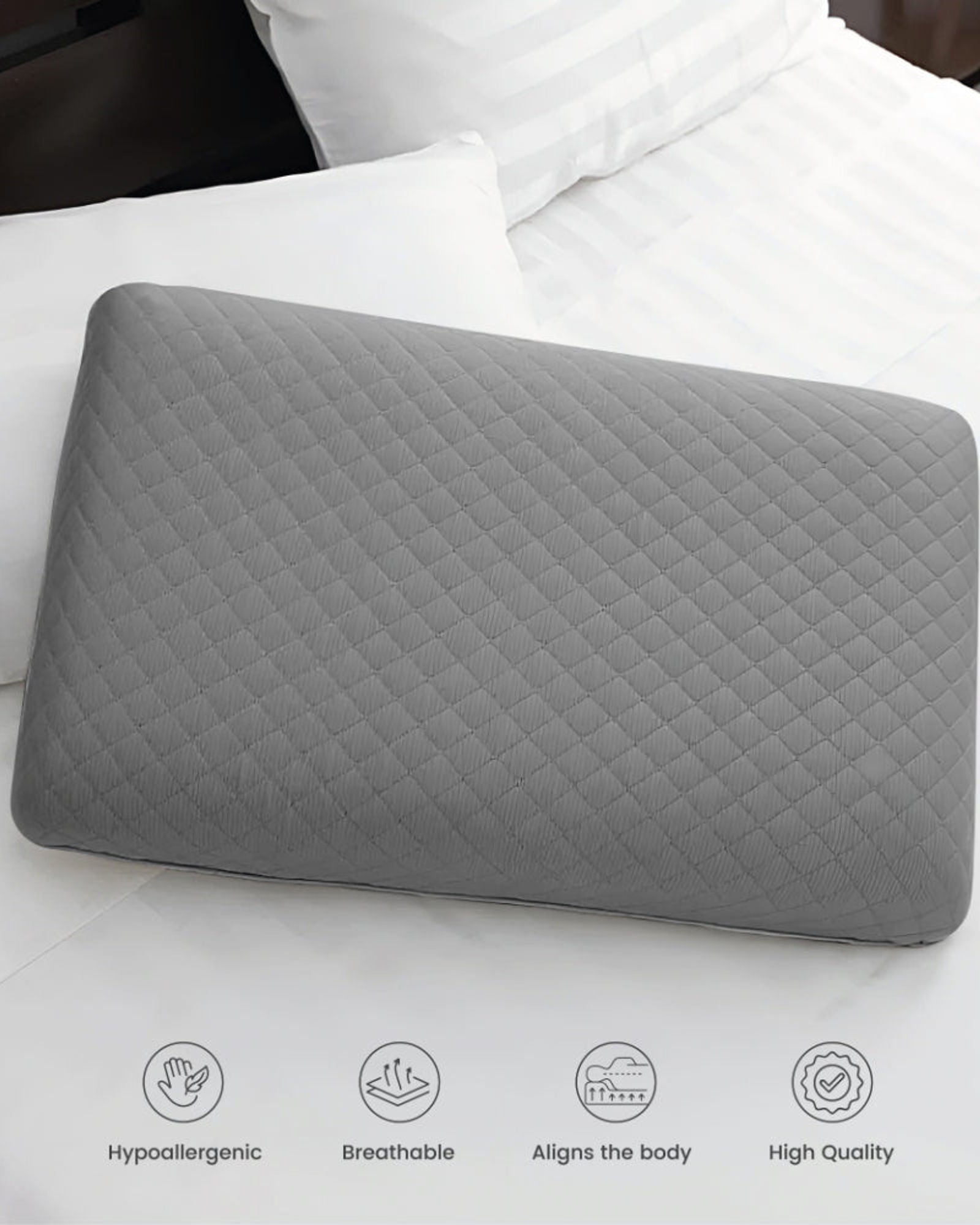 وسادة فينوس من القطن المنزلي مصنوعة من إسفنج الذاكرة القابل للتنفس ومقاومة للتوتر، لون رمادي