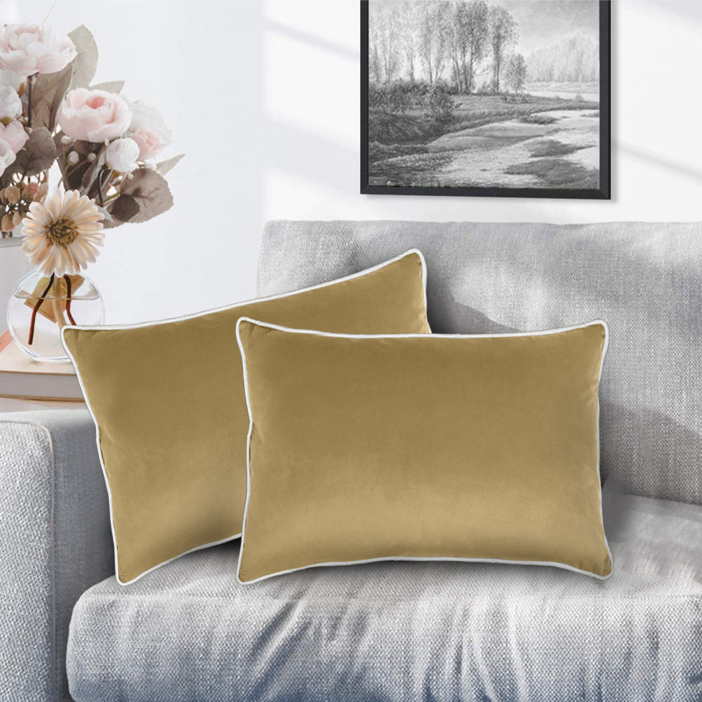 وسادة مخملية من القطن المنزلي مقاس 45 × 30 سم، عبوة من قطعتين
