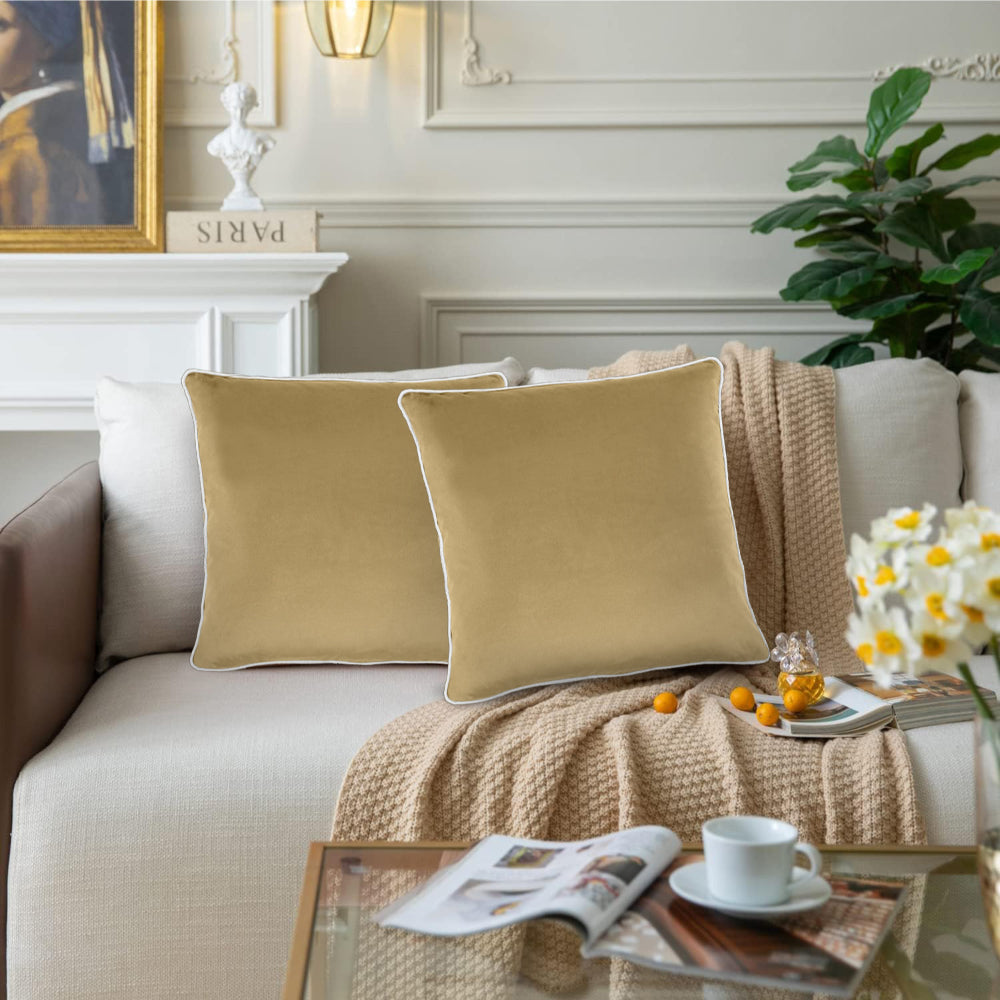 وسادة مخملية من القطن المنزلي مقاس 45 × 45 سم، عبوة من قطعتين