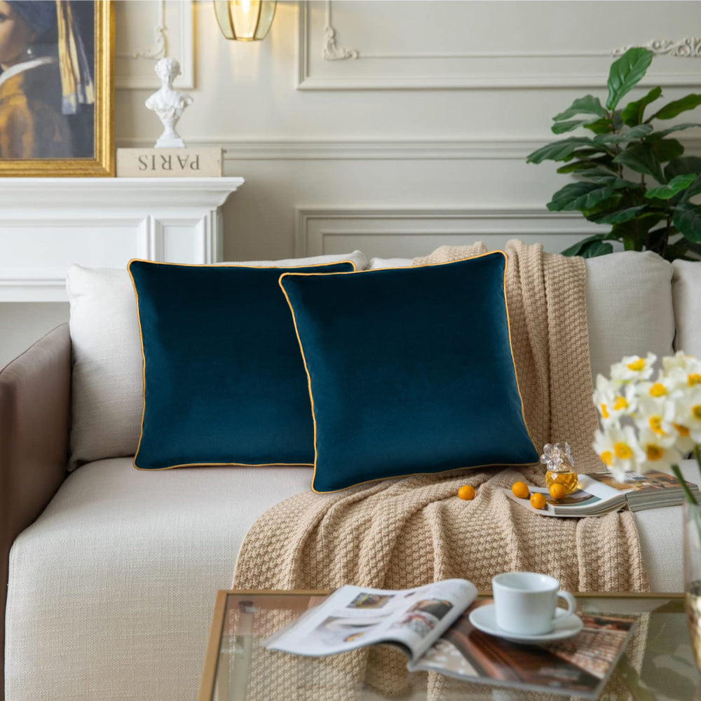 وسادة مخملية من القطن المنزلي مقاس 45 × 45 سم، عبوة من قطعتين