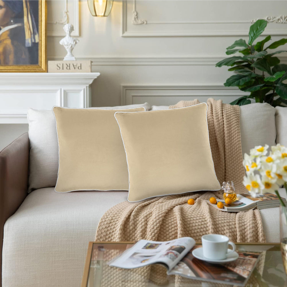 وسادة مخملية من القطن المنزلي مقاس 45 × 45 سم، عبوة من قطعتين