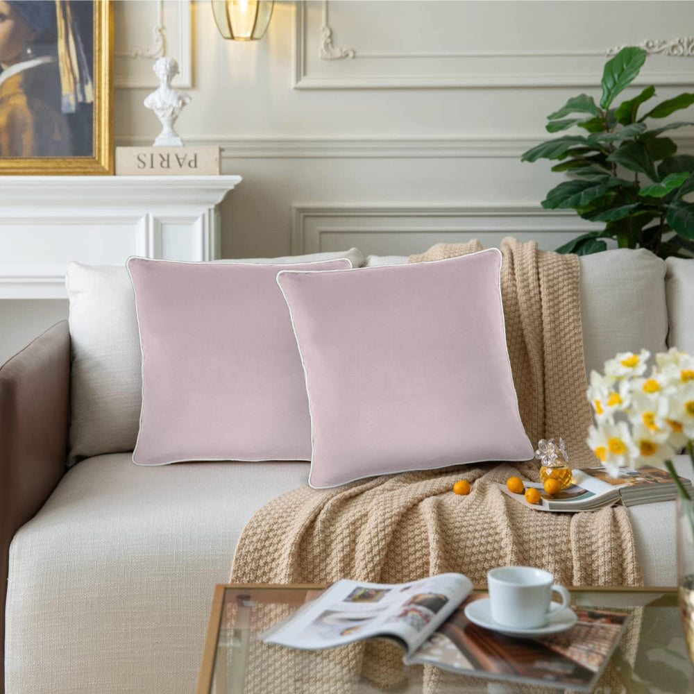 وسادة مخملية من القطن المنزلي مقاس 45 × 45 سم، عبوة من قطعتين