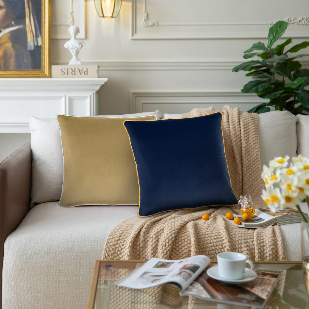وسادة مخملية من القطن المنزلي مقاس 45 × 45 سم، عبوة من قطعتين