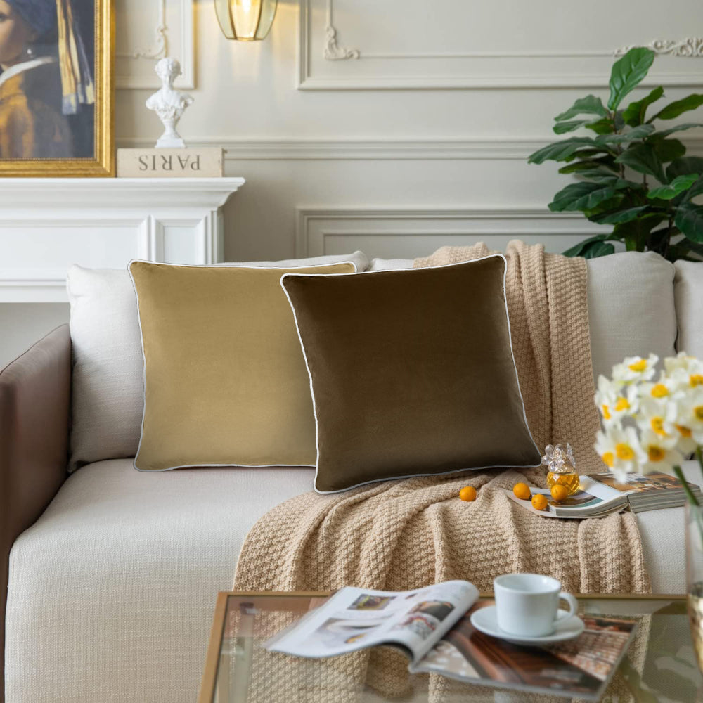 وسادة مخملية من القطن المنزلي مقاس 45 × 45 سم، عبوة من قطعتين
