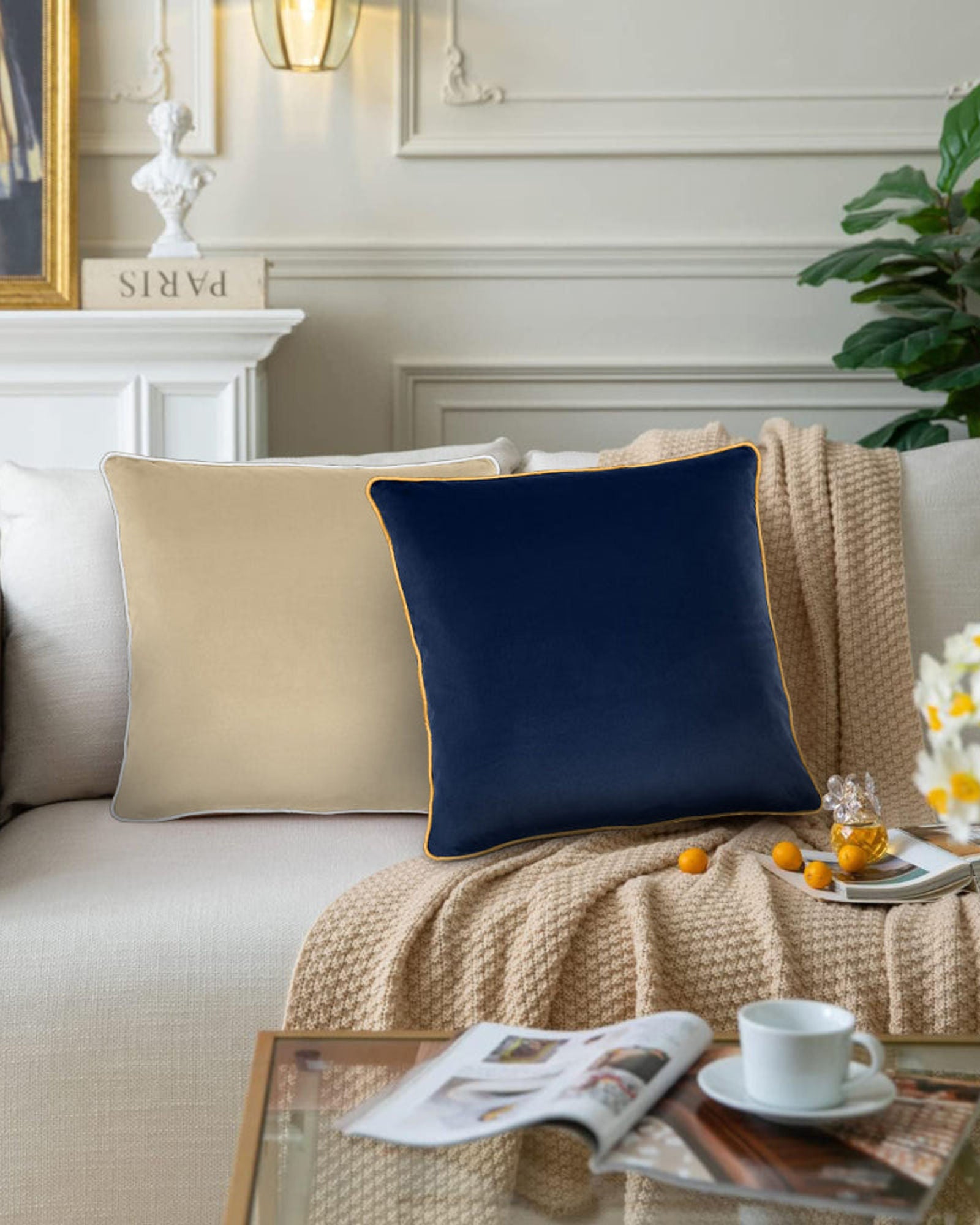 وسادة مخملية من القطن المنزلي مقاس 45 × 45 سم، عبوة من قطعتين