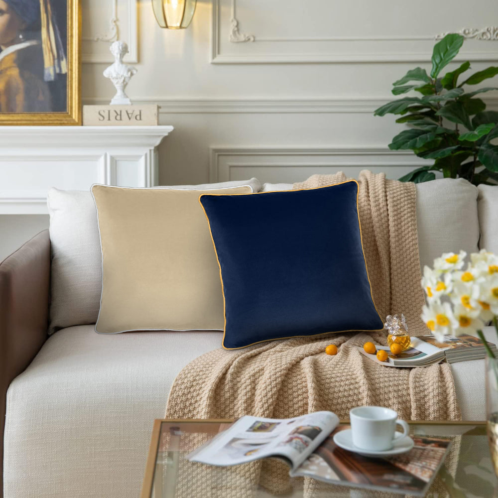 وسادة مخملية من القطن المنزلي مقاس 45 × 45 سم، عبوة من قطعتين