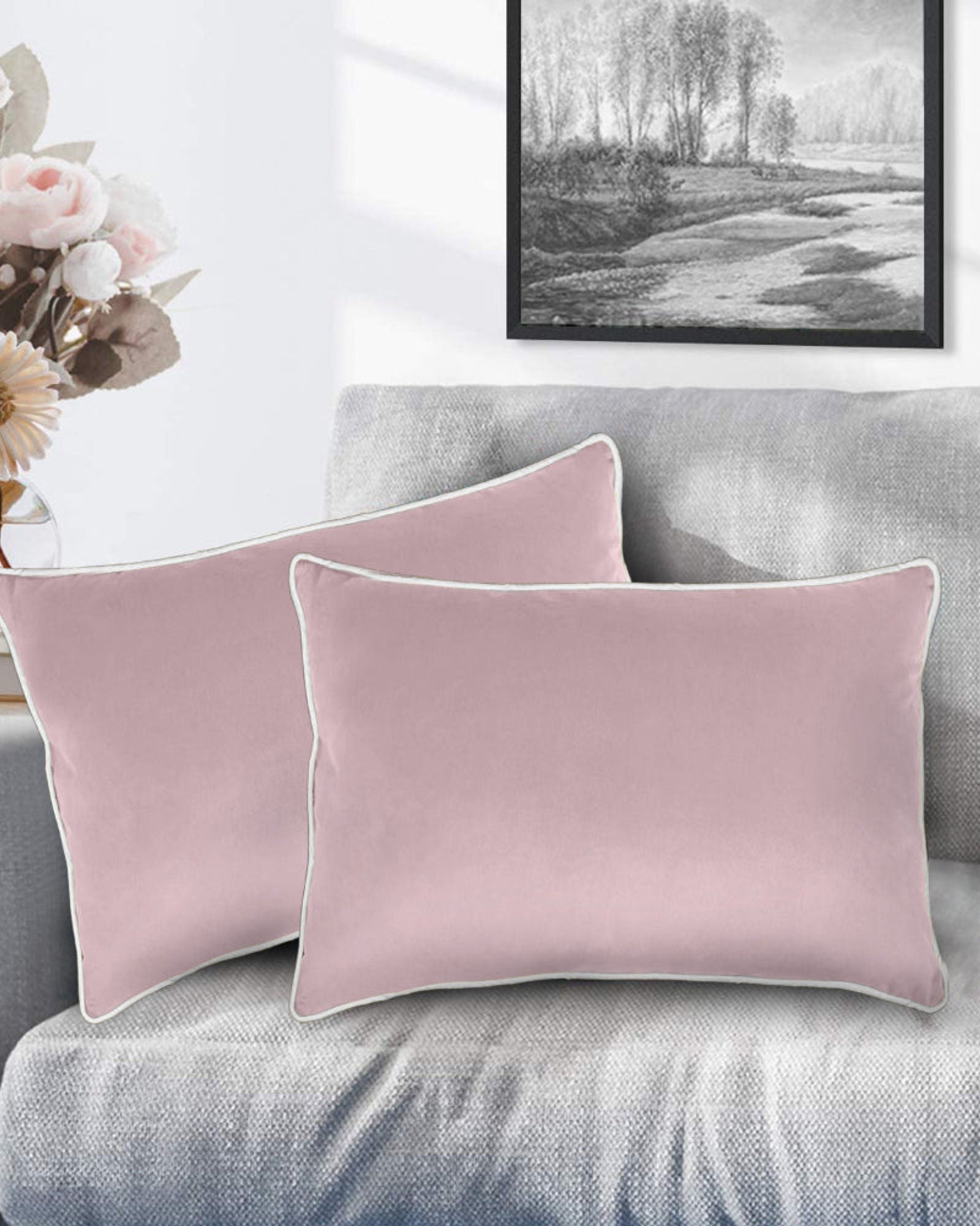 وسادة مخملية من القطن المنزلي مقاس 45 × 30 سم، عبوة من 4 قطع