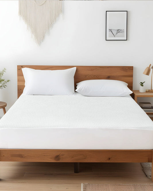 واقي مرتبة مقاوم للماء من القطن المنزلي، أبيض