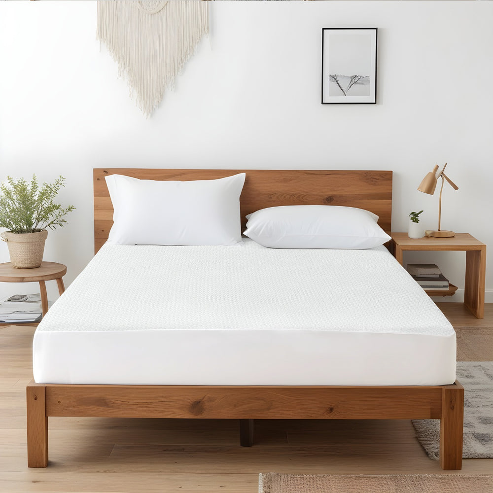 واقي مرتبة مقاوم للماء من القطن المنزلي، أبيض