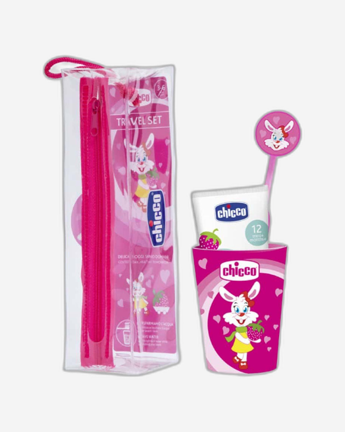 مجموعة فموية للبنات من عمر 36 شهرًا فما فوق باللون الوردي