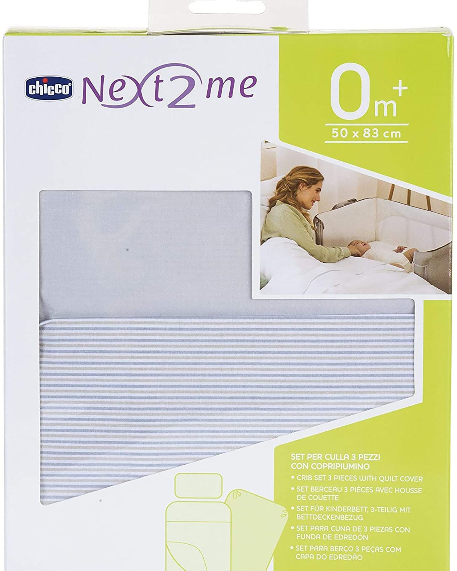 طقم غطاء لحاف تشيكو 3 قطع لـ NEXT2ME FOREVER GREY STRIPS