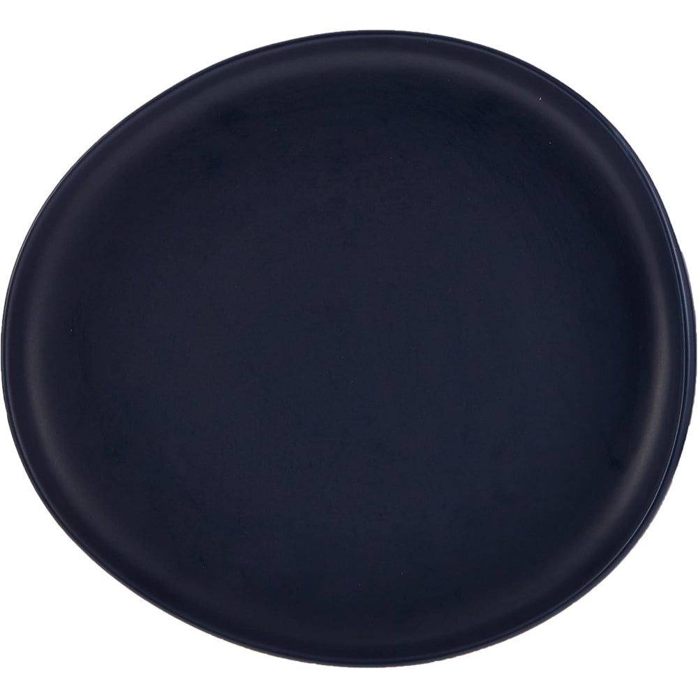 Shallow 27cm Porcelain Dinner Plate - Matte Dark Blue | Stylish & Durable Kitchen Tableware