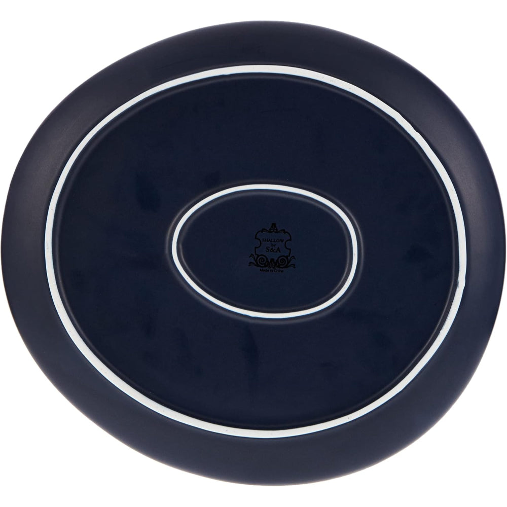 طبق عشاء بورسلين ضحل ٢٧ سم - أزرق داكن غير لامع | أدوات مائدة أنيقة ومتينة للمطبخ
