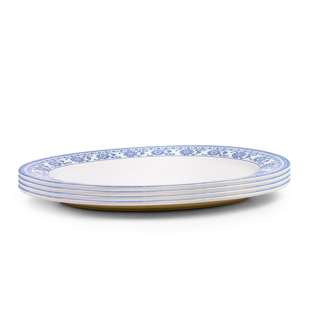 طبق سيراميك بيضاوي من Claytan Plethora مقاس 14.2 بوصة مطلي يدويًا (رمادي وأبيض، مجموعة من قطعة واحدة)