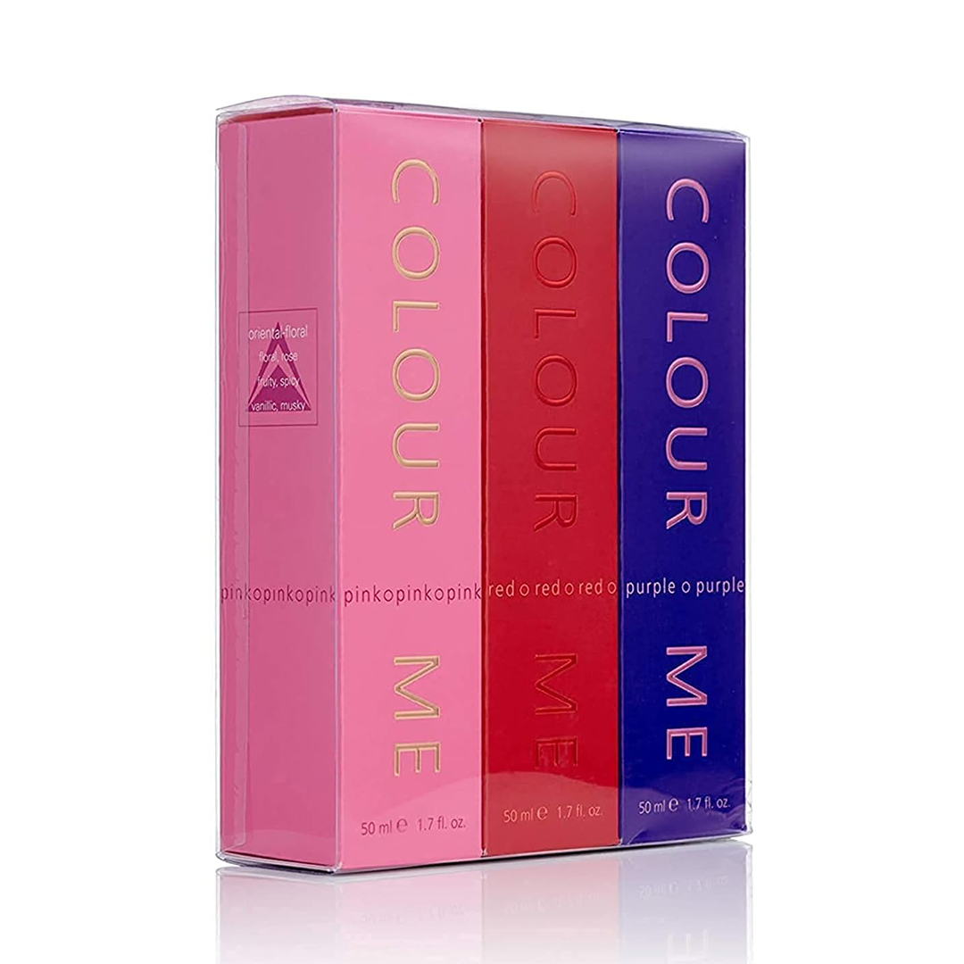 عطر كولور مي للنساء 50 مل × 3 (وردي/أرجواني/أحمر غامق)