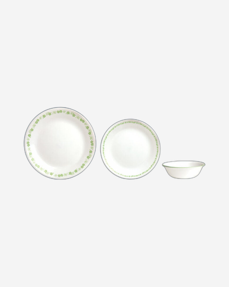 طقم أدوات مائدة كوريل سبرينج بلوسوم جرين، 12 قطعة، تكفي 4 أشخاص (1150543) - يتضمن 4 أطباق عشاء، وأطباق جانبية، وأوعية