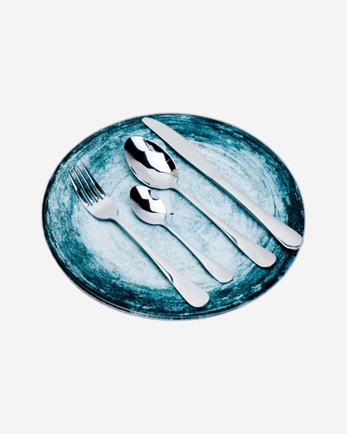 طقم أدوات مائدة إيفرين من كويزين آرت، ٢٤ قطعة - أدوات مائدة فضية أنيقة من الفولاذ المقاوم للصدأ